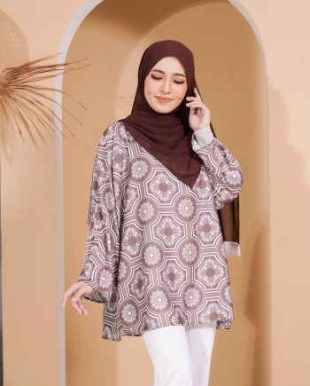 Inaraa Satin Baggy Blouse - Elegant Brown By Nurain Suffiah